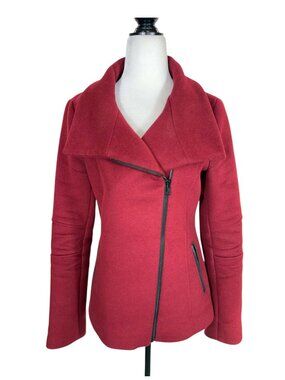 Soia & Kyo Burgundy Asymmetric Zip Coat Size S